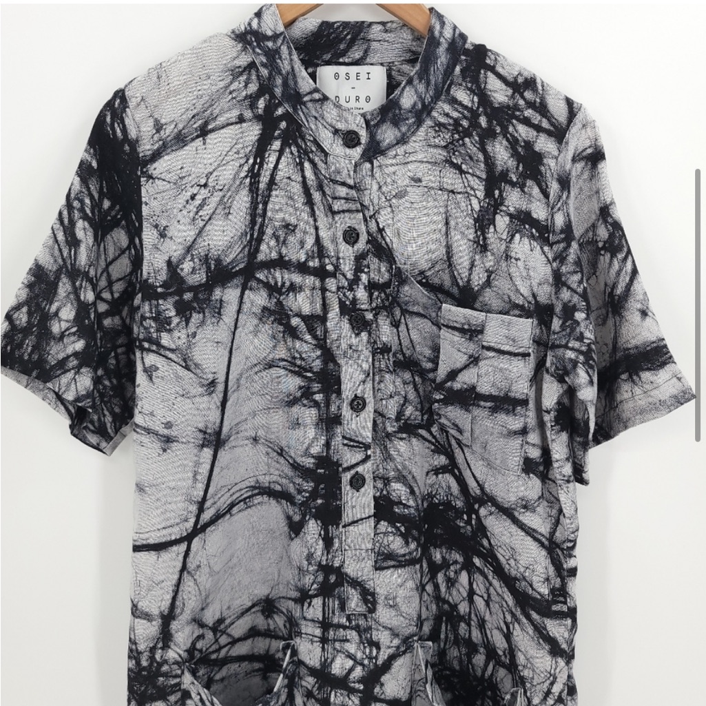 Osei Duro Abstract “Crackle Print” Linen Shirt Dress — image 4 of 8